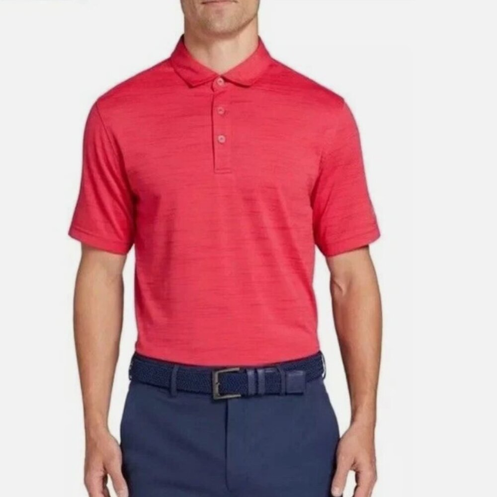 Walten Hagen Men's P11 Striation Pique Polo Shirt - Red - Small - NWT